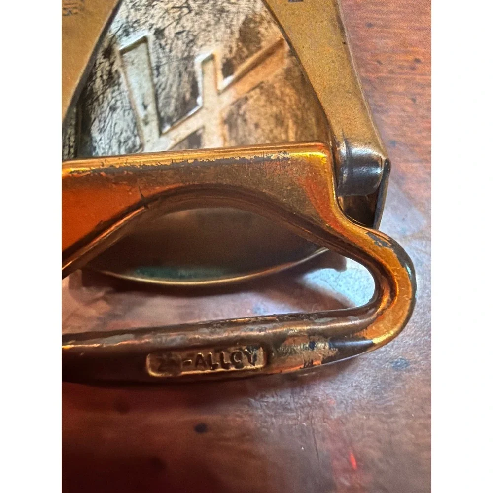 Vintage Hickok USA Master Plate Belt Buckle Initial F Gold Tone ZR-Alloy Patina